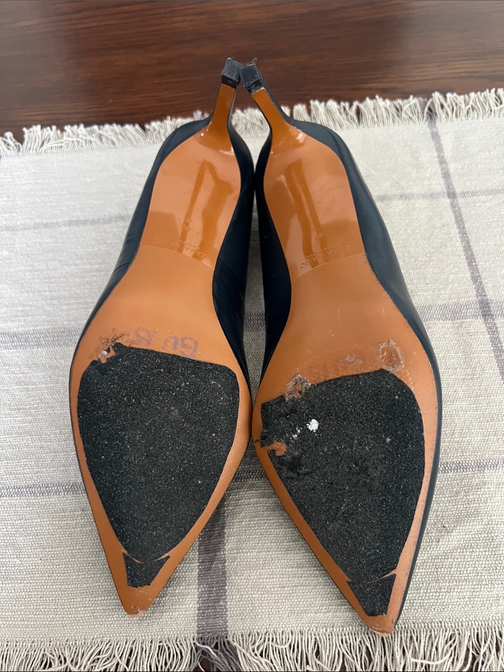 Zara Navy Pointed Toe Leather Pumps - Picture 12 of 14